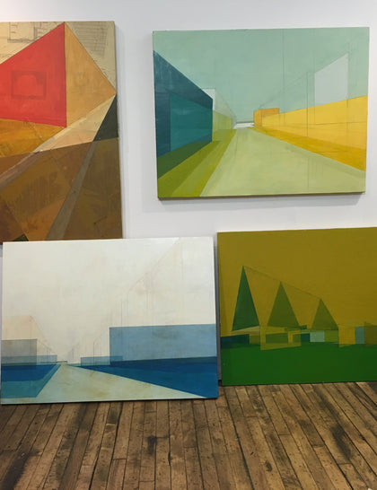 Abstract City Red Triangle Original (Physical) Art