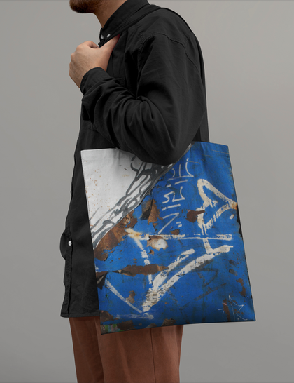 Blue Graffiti Natural Canvas Tote Bags